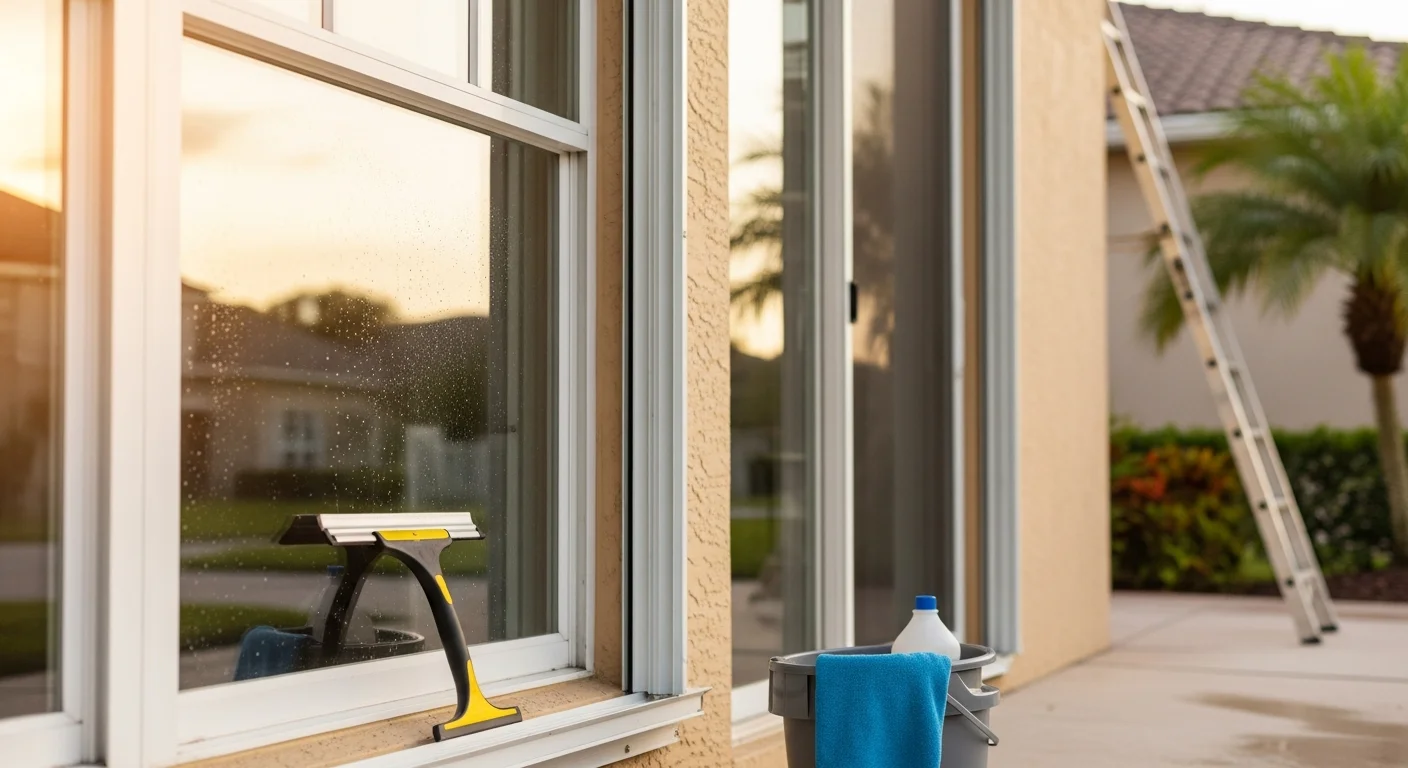 Clean residential windows with no streaks or water spots